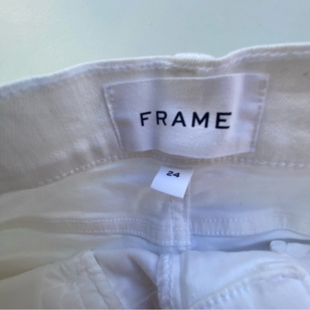 *scuffed* Le Frame High Rise White Flare Denim size 24 00 stretch - Picture 7 of 16